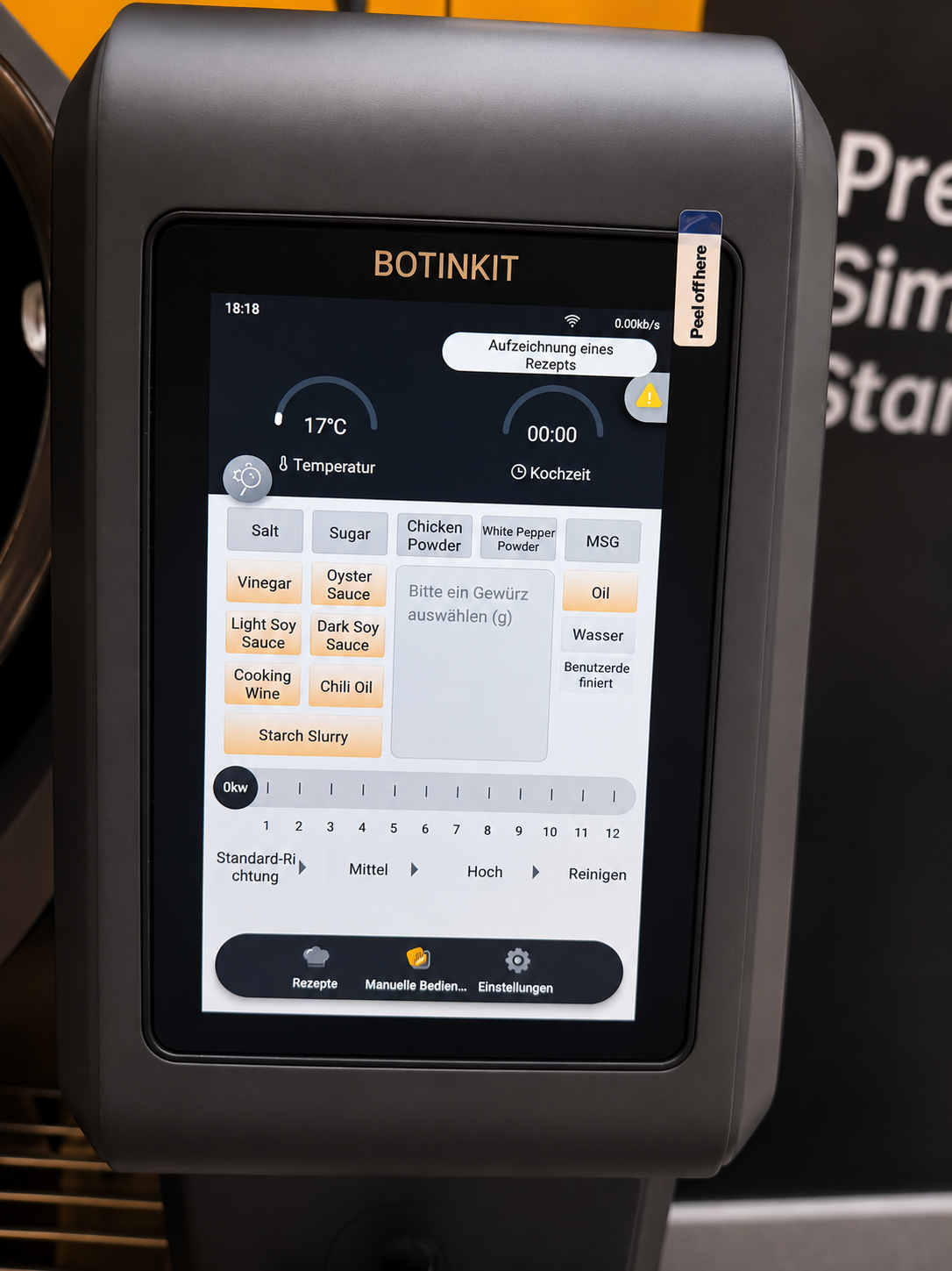 BOTINKIT dotykový displej s receptom a prípravou surovín